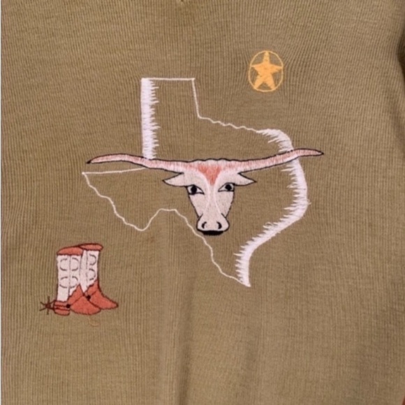VINTAGE 80 FROST BROS DEPT STORE VNECK SWEATER WESTERN TEXAS RODEO UNIVERSITY - Picture 2 of 6